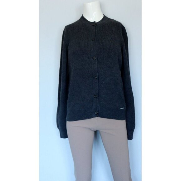 Dsquared2 Men Size XL Charcoal Gray Double Knit Crew Neck Cardigan Sweater Shirt - Picture 11 of 13